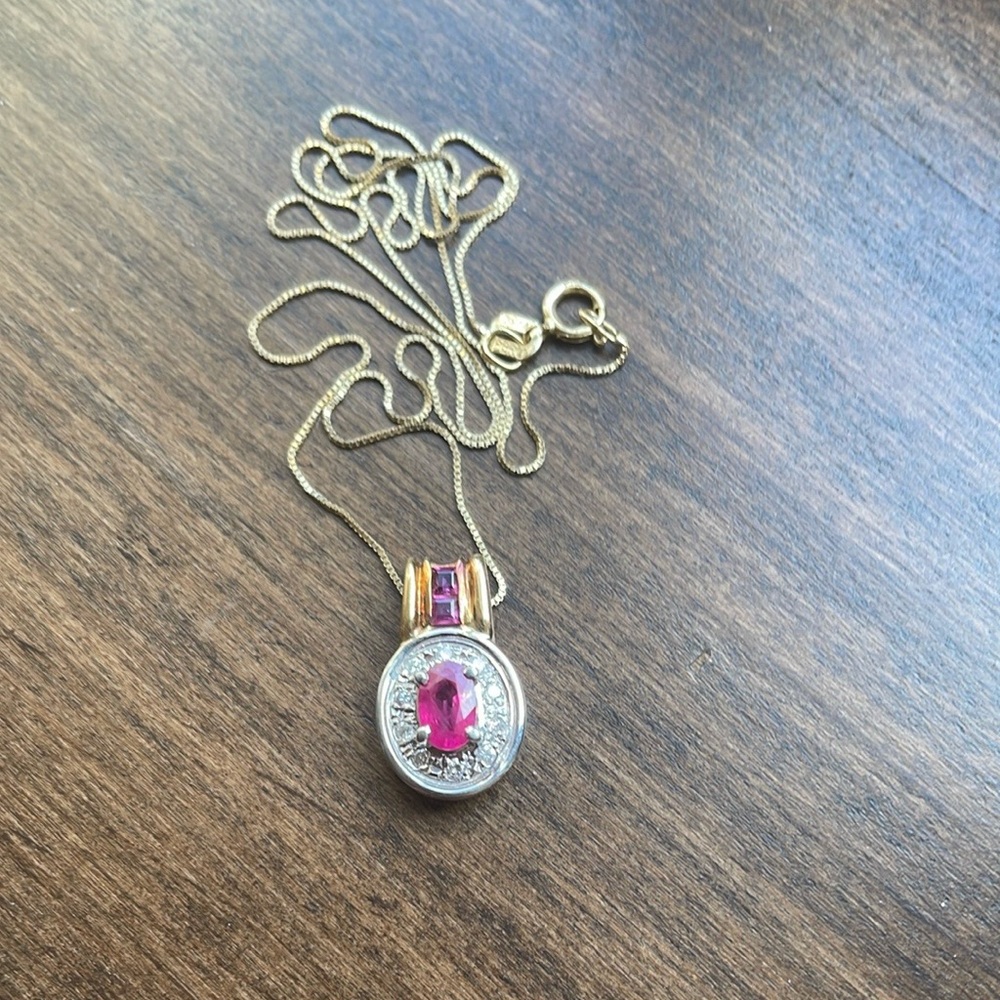 Elegant Gold and Platinum Ruby And Diamond Necklace